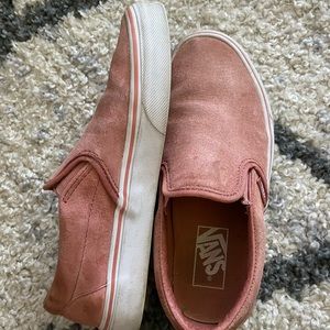 Pink suade slip on vans scotchgard 3M